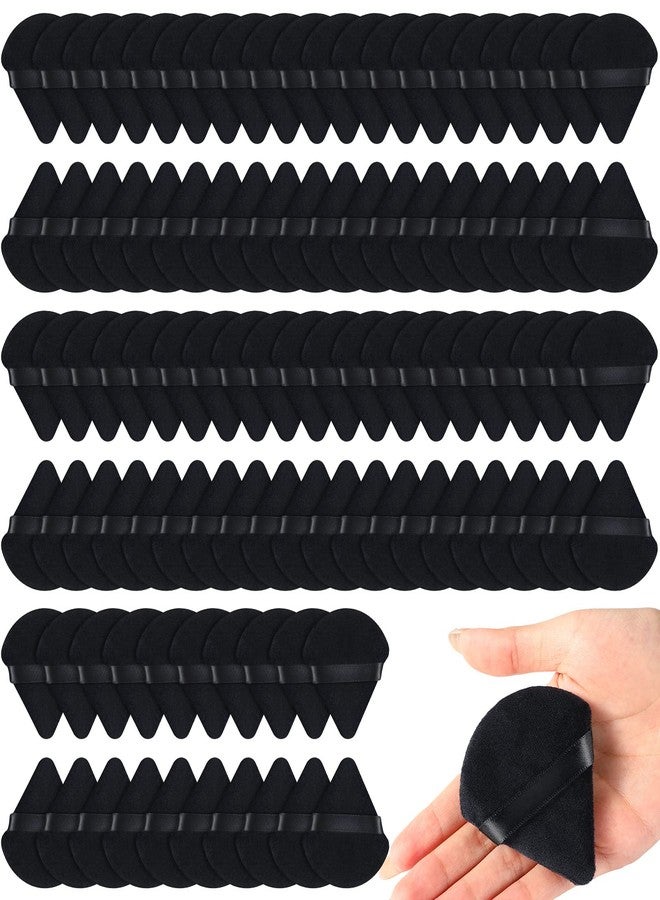 Meanplan 100 Pcs Powder Puff Face Soft Makeup Sponge Triangle Powder Puffs for Loose Velour Cosmetic Foundation Wet Dry Sponge Makeup Tools(Black) - Image 1